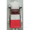 PRETTY STEPS knee length O neck short sleeves simple assorted colors stripe summer dresses for women